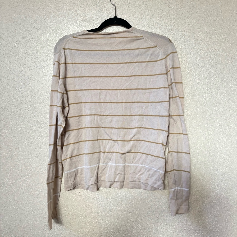 Burberry Golf Tan Lightweight Knit Striped Long Sleeve Sweater Extra Large - Picture 6 of 8